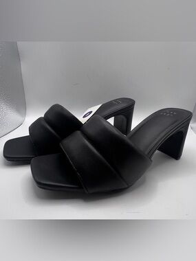 a new day Black Padded Slide Mule Heels with Block Heel